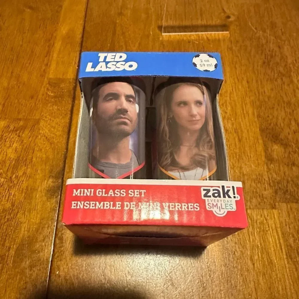 Ted Lasso Apple TV Mini Shot Glass 4 Piece Set 2oz each New in box Zak!